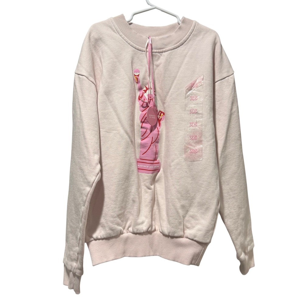 New Statue of Liberty NYC Ie Cream Museum Pink Sweatshirt XS women's cotton